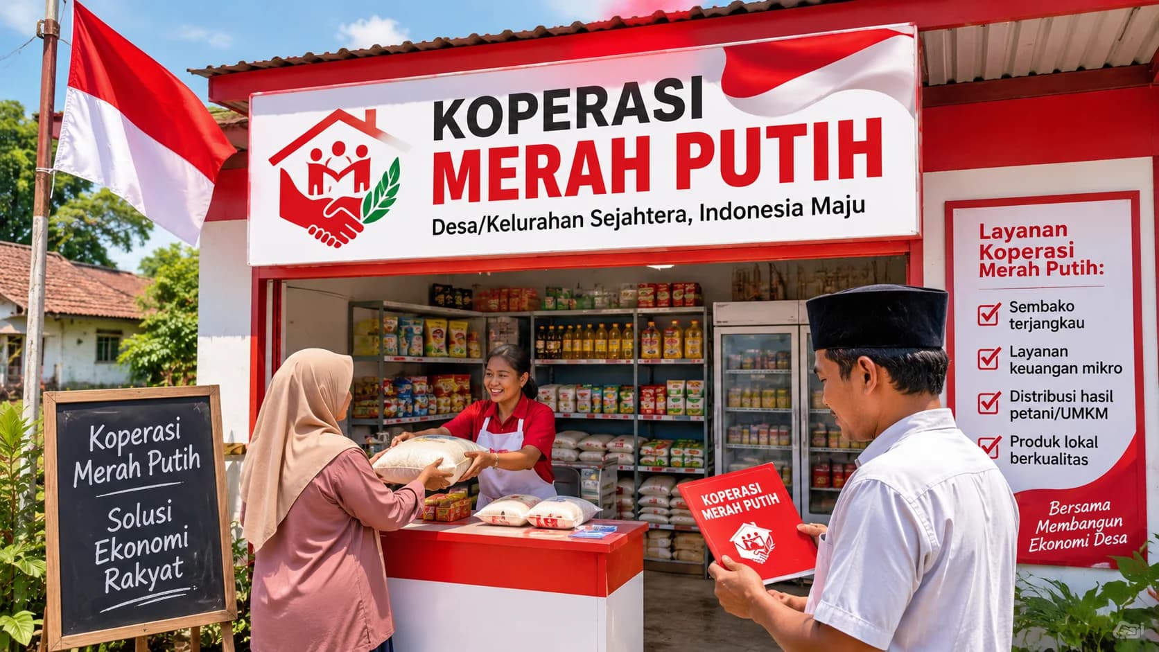 Ilustrasi Koperasi Merah Putih. (AI).