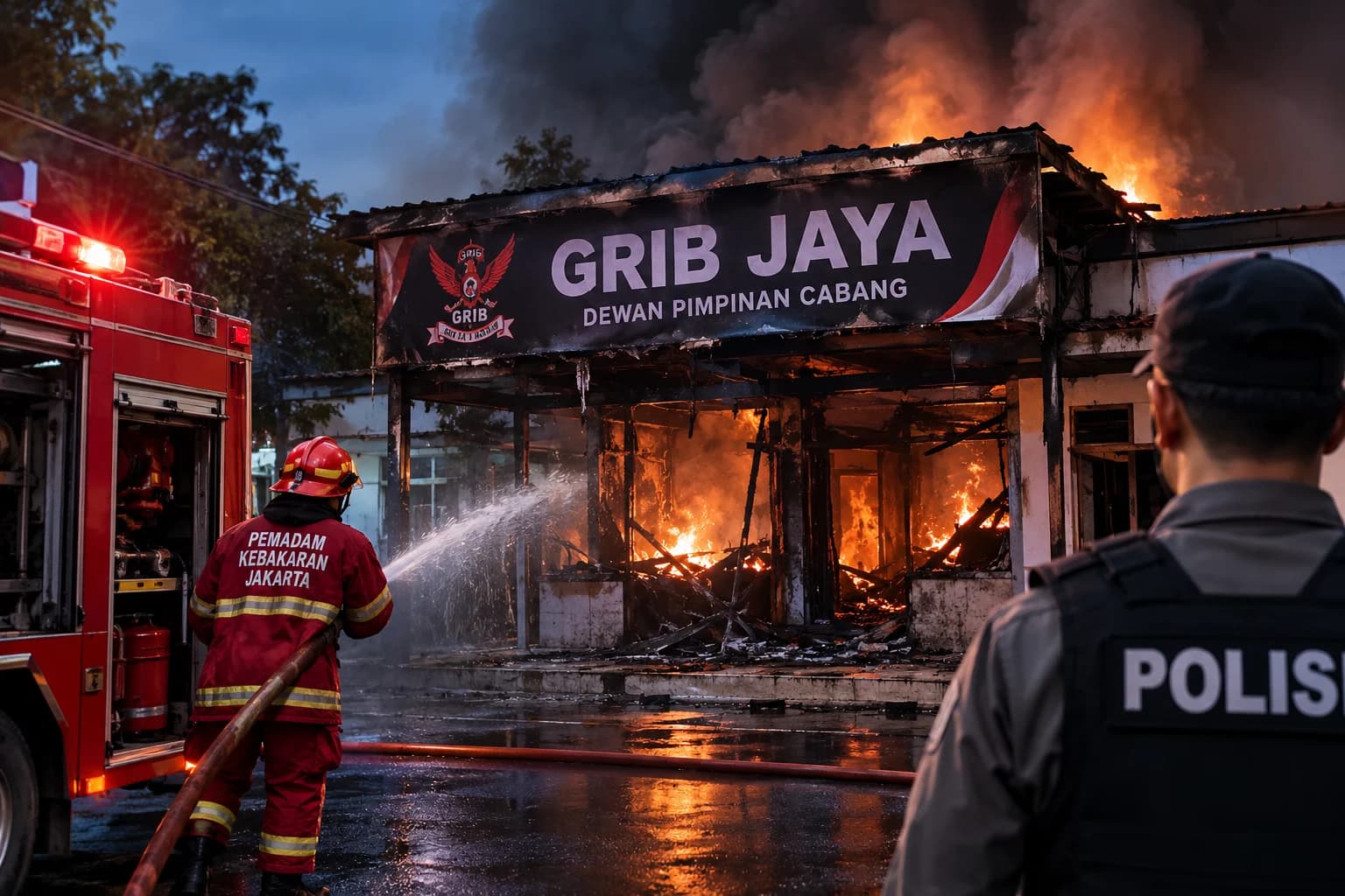 Posko GRIB Jaya di Jakbar Terbakar, Polisi Bantah Ada Bom Molotov