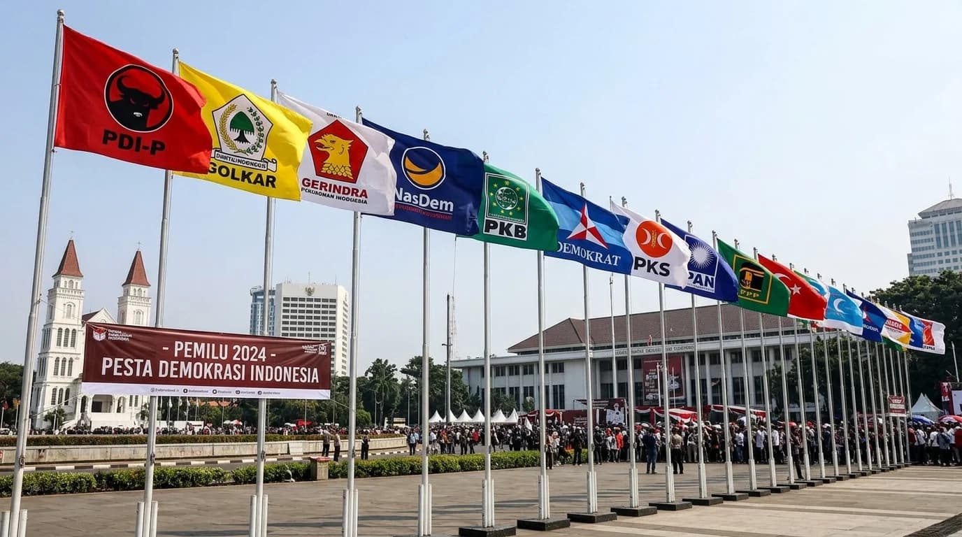 Ilustrasi bendera partai politik. (AI).