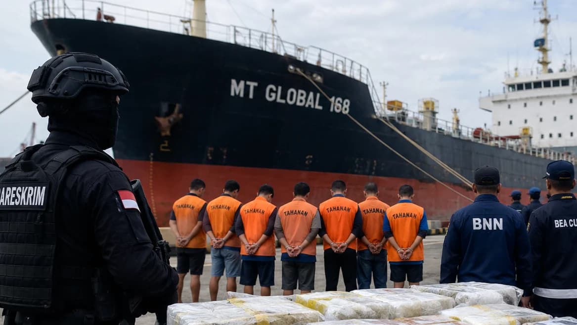 Kapal MT Global 168 Diduga Angkut Ketamin Sandar di Belawan